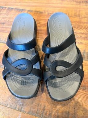 CROCS Women's Black Meleen Twist Slide Sandals Sz 7